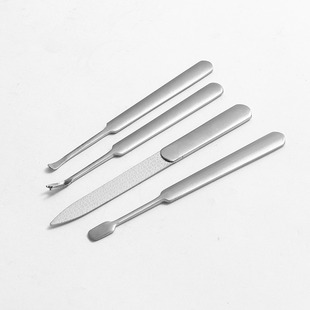 in stock Stainless Steel Mirror Light Nail File Grinding Dead Skin Fork Nail Tool suit Nail Manicure Dead Skin Fork