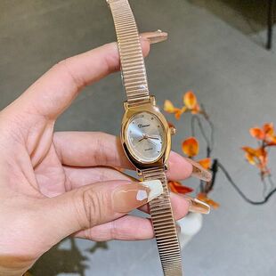 Timini Dinimi Vintage Women's Watch Slub Band Asheno Band Women's Simple Oval Small Dial Antique Style