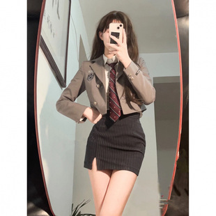 Spring Salt Wear Light Mature College Style Suit Jacket Women's Spice Girl Fried Street Shirt Skirt Two-piece Suit