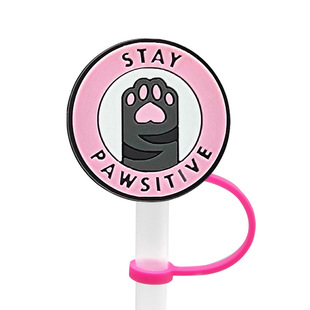 New Animal Cat Straw Cap Straw Sleeve Silicone Dust Plug Party Straw Decorative Buckle Clip Cute Cartoon Cross Border