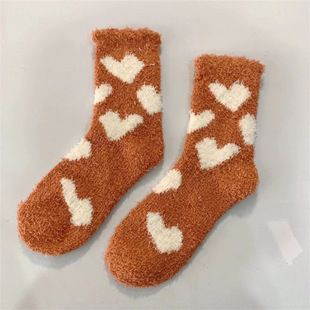 Autumn and Winter New Coral Fleece Socks Women's fleece-lined Thickened Personalized Fashionable Warm Home Piled Socks