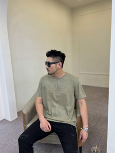 Summer high-end men's thin men's short-sleeved T-shirt solid color net version round neck slim-fit top all-match casual half-sleeve
