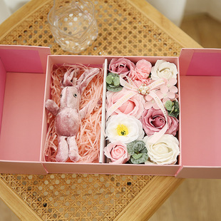 Double Door Exquisite Jewelry Necklace Gift Box Accompanying Gift Tanabata Valentine's Day Teacher's Day Soap Flower Rose Gift