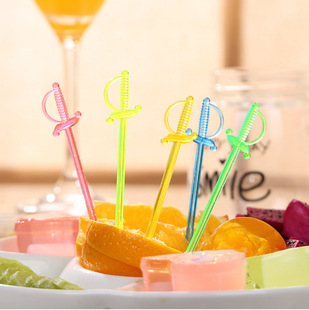 Disposable creative love note color plastic fruit fork platter decorative fruit sign bar KTV supplies