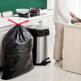 ✅Garbage Bag Drawstring-type Household Portable Thickened with Handler Affordable Garbage Plastic Bag Office