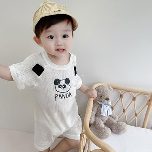 Breathable Hollow-out Mesh Cotton-padded Climbing Suit for Baby and Young Children Summer One-piece Suit New Air-conditioned Home Suit