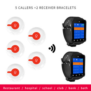 Amazon Hot Sale Wireless Watch Wristwatch Bracelet Pager Tea House Restaurant KTV Hotel Hotel Service Ring