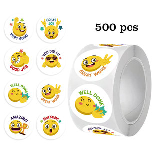 Cross-border Emoji Sticker Smiley Sticker Teacher Children Award Label Sealing Sticker Decorative Adhesive Sticker in stock
