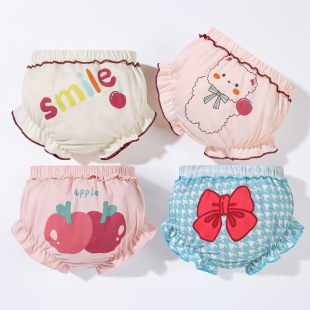 New Arrival Yadi Cool Bear Pure Cotton Class A Girls' Lace Shorts Children's Bread Pants Flower Pants Breathable Baby Underwear