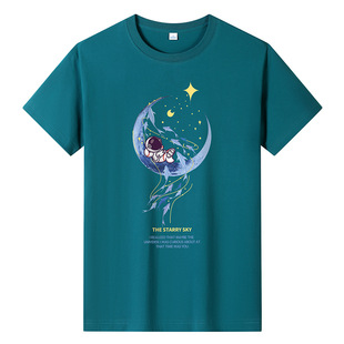 Wholesale Men's Short-sleeved T-shirt Men's 2023 Summer New Fashionable Printed ins Loose T-shirt Student Trendy Brand Top