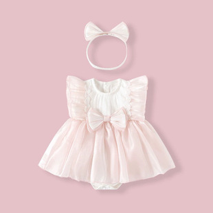 Baby Wrap Fart Dress Summer Baby Girl Super Cute Full Moon Hundred Days Banquet One Year Old Dress Newborn Wrap Fart Dress