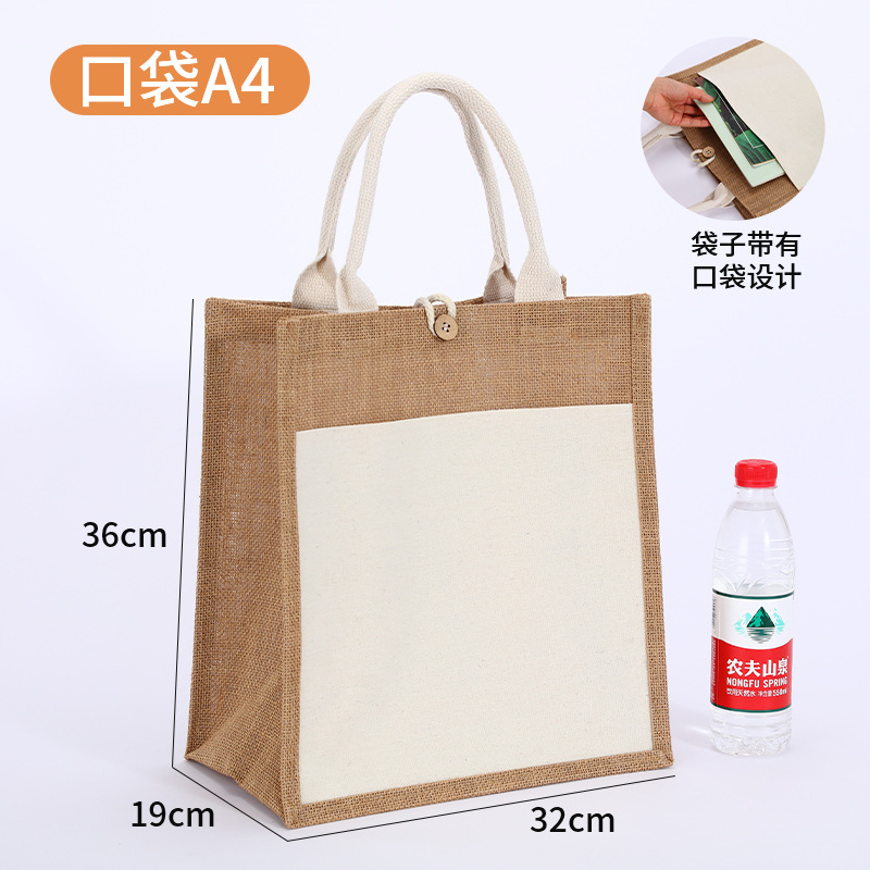 Linen bag unprinted portable linen good diy hand-painted jute portable shopping wholesale color graffiti muji bag