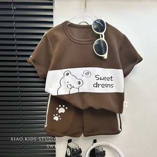 2024 new children's short sleeve suit striped girls boys shirt summer baby clothes Korean children's clothing