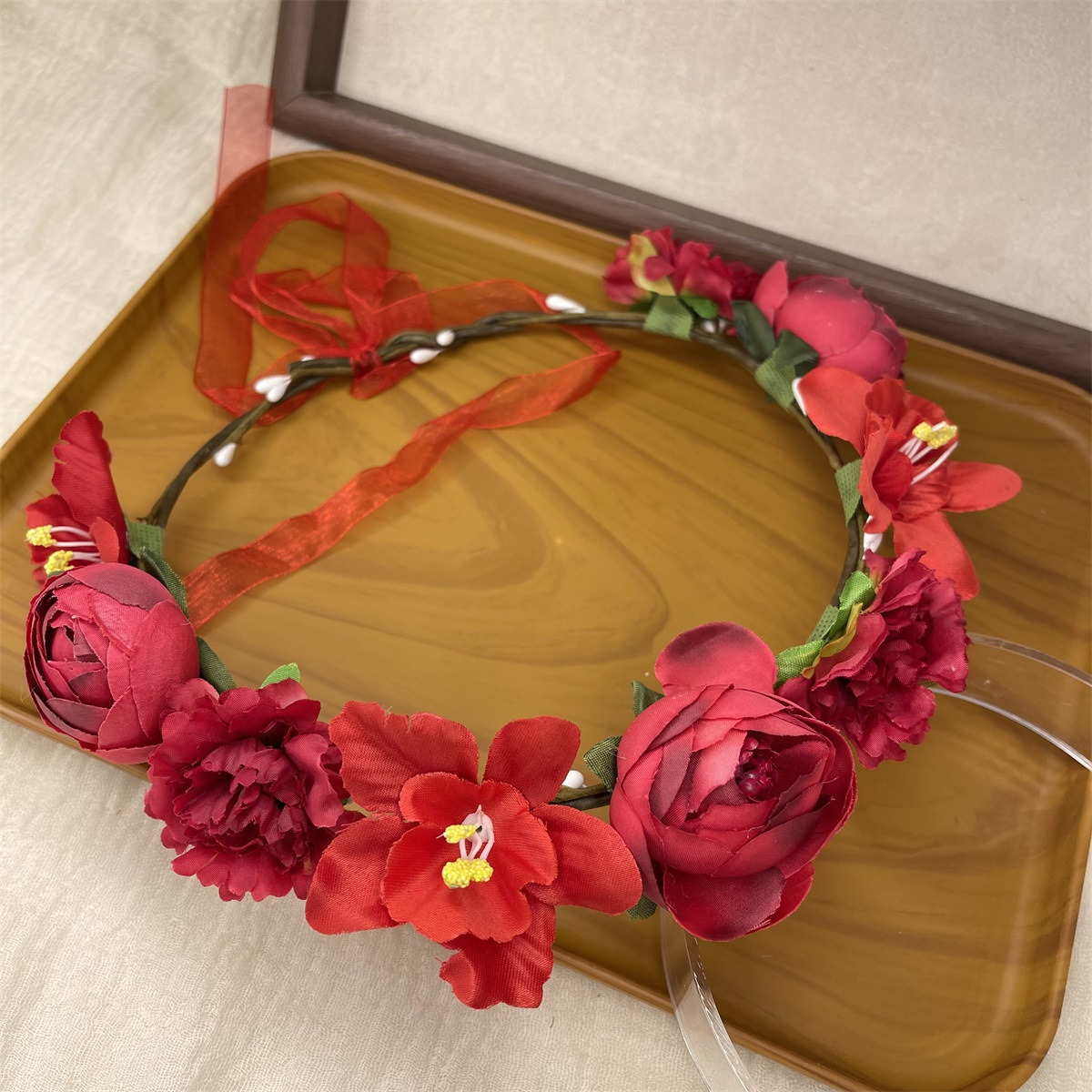 Artificial Wreath Headpiece Fabric Rose Flowers Bride Forest Style Super Fairy Vacation Photography Photo Shoot Hair Accessories Handmade
