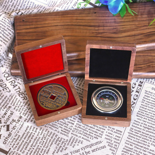 9cm black walnut compass compass north needle wooden box walnut mountain ghost money copper money wooden gift box storage packaging