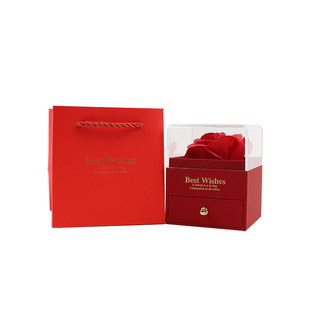 Cross-border soap flower jewelry box Valentine's Day rose gift box acrylic drawer jewelry storage box in stock wholesale