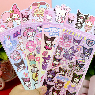 New Children's Cartoon Pikachu Woof Team Stitch Sanrio Kabibala Spiderman Cartoon Laser Sticker