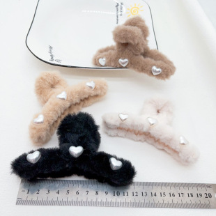 Korean Style Plush Grab Clip Women's New High-end Autumn and Winter Large Hair Shark Clip Hair Multi-hair Hair Clip Headwear