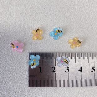 Net red cartoon bee nail jewelry summer ice through cute color diamond flowers diy nail accessories wholesale