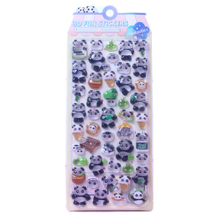 Children's Cartoon Cute Panda Animal 3D Crystal Fun Embossed Sticker Girl Phone Case Decorative Sticker