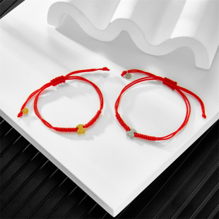 Xiong's European and American Hot Selling Stainless Steel Hand Rope Red Rope Woven Simple Bear Engraving Round Brand Women's Bracelet
