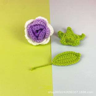 Semi-finished hand-woven roses diy simulation bouquet clothing accessories knitted wool petals wholesale