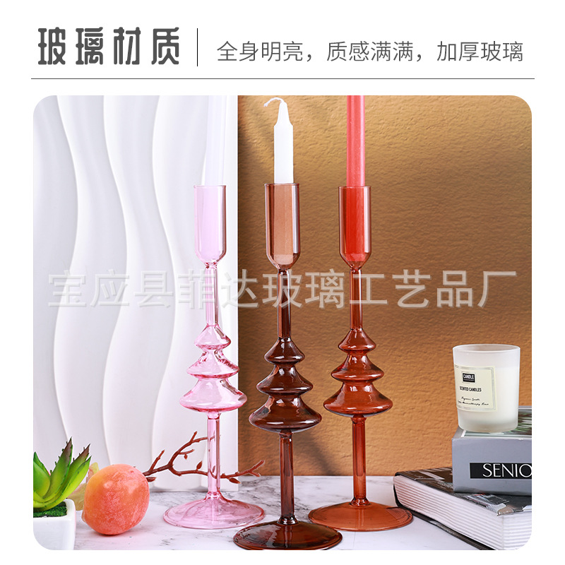 Simple Creative Glass Candle Holder Glass Vase Crafts Ins Internet Celebrity Art Living Room Homestay Decoration Handmade