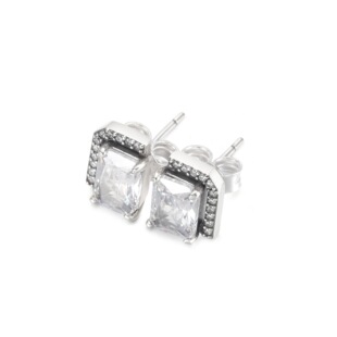 Yalite Panjia s925 silver stud earrings rectangular bright halo stud earrings 292380C01