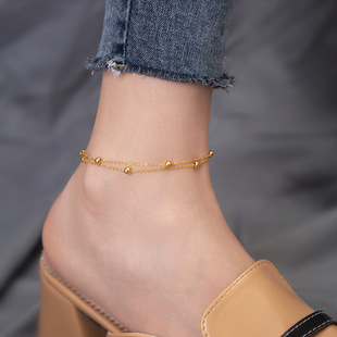 No fading New style simple titanium steel anklet girl high-end feeling red rope lucky summer fashion light luxury love heart foot ornaments