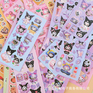 ✅ Sanrio Guka Sticker Cute Laser Film Sticker Capibara Children's Creative Cartoon Kuromi