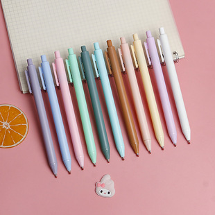 Macaron Color Press Gel Pen Student Stationery Office Bounce Black 0.5mm Candy Color Press Pen