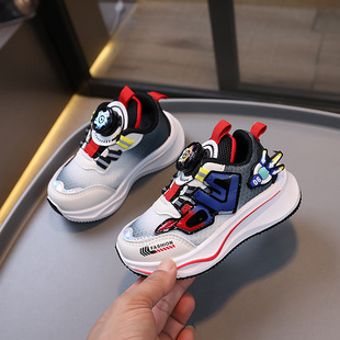 Children's rotary button shoes 2024 spring new children's breathable running shoes boys' casual shoes sneaker baby girls' shoes