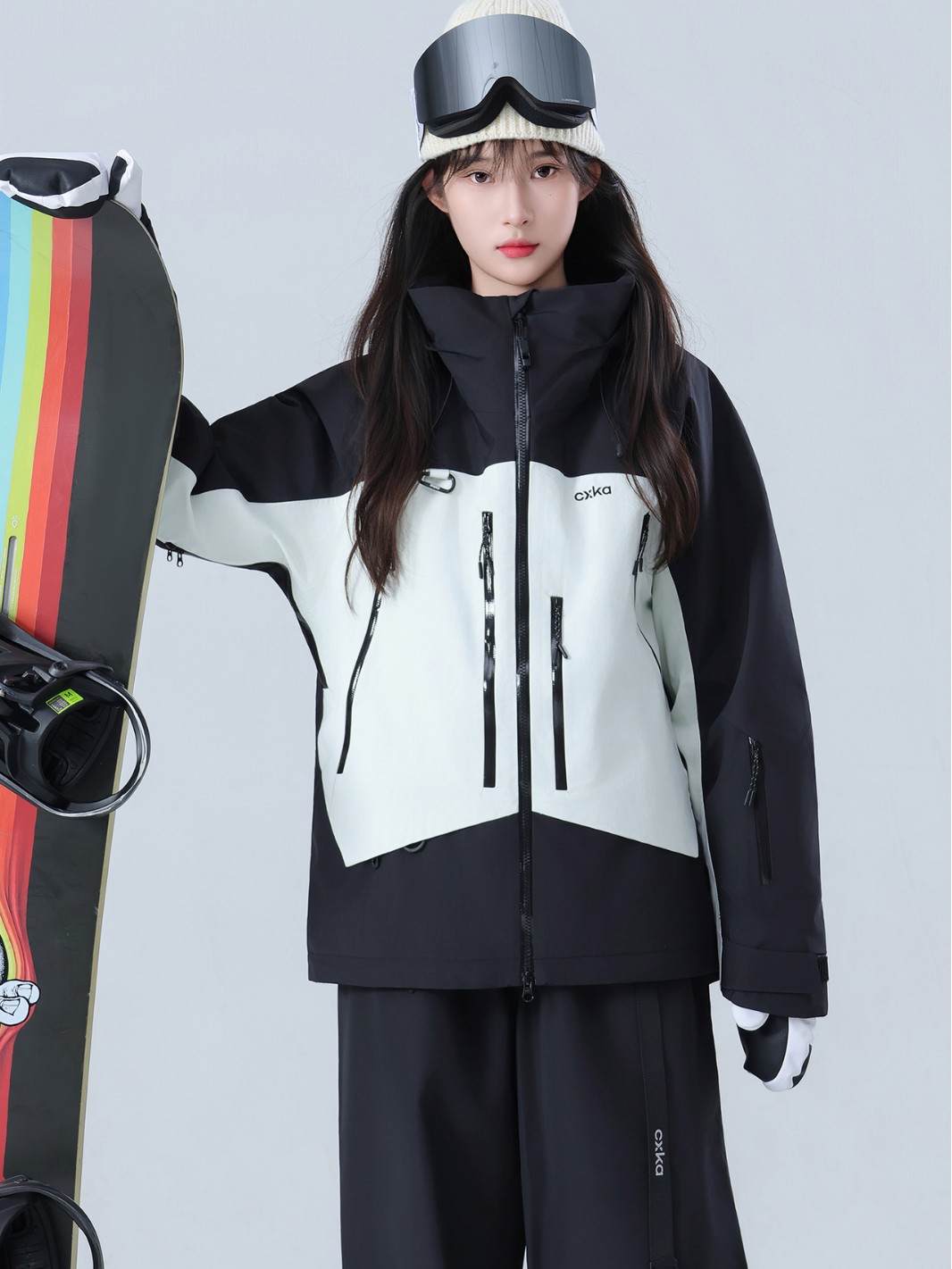 Ski suit set, single or double ski, padded and thickened two-piece set, couple's warm and cold-proof outdoor mountaineering clothing