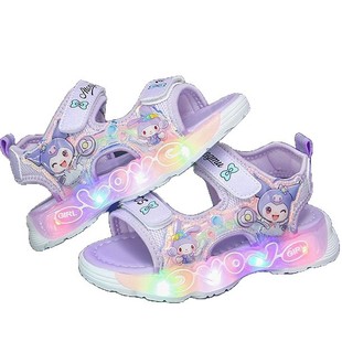 2025 Summer New Girls Melody Princess Sandals Children's Kuromi Velcro Luminous Student Beach Shoes