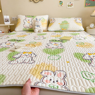Summer Thailand Thickened Latex Mat Three-Piece Set Small Fresh Single Cool Air Conditioning Ice Silk Soft Mat Machine Washable