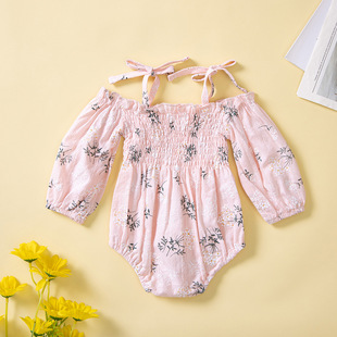 Детская одежда бренда SAMGAMI BABY Летний комбинезон BABY на бретельках с милым цветочным принтом на плечах цвета хаки