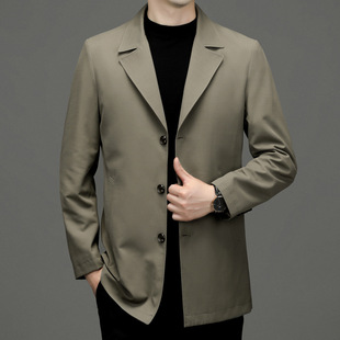 Spring and Autumn Light Business Casual Coat 2024 Lapel New Middle-aged and Young Men's Long Coat Single-breasted Jacket