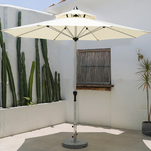 Outdoor Parasol Blue and White Striped Western Food Cafe Beach Pool Middle Column Umbrella Courtyard Garden Large Parasol