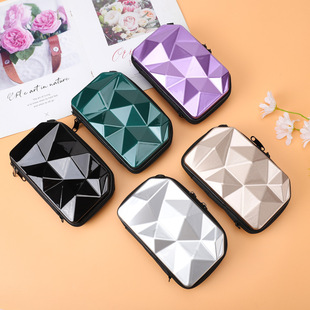 Korean Style ABS PC Cosmetic Bag Fashion All-match Travel Portable Single Shoulder Crossbody Storage 7-inch Mini Square Bag