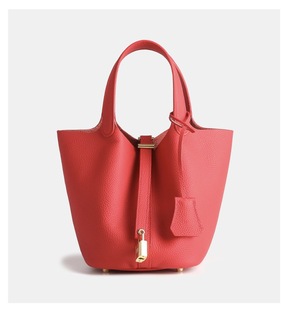 Genuine Leather Women's Bag high quality Vegetable Basket 2025 New Top Layer Cowhide Hand Bucket Bag Commuter Large Capacity Women's Bag