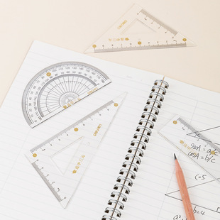 Deli 71950 student exam ruler set stationery four-piece set ruler triangle protractor drawing suit