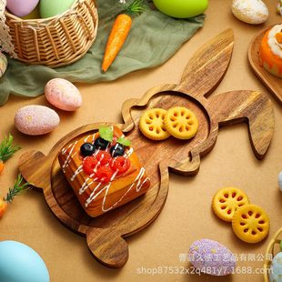 Акация милый деревянный поднос кухня сырная доска Пасха деревянный мультяшный кролик детское дополнительное питание поднос