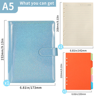 in stock cross-border exclusive for Amazon Macaron creative gypsophila creative notepad loose-leaf bookkeeping pu notebook