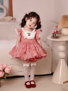Peach Heart Rabbit Original Small Cherry Children's Foreign-style Princess Skirt Girl Lolita Children's Skirt Summer dress