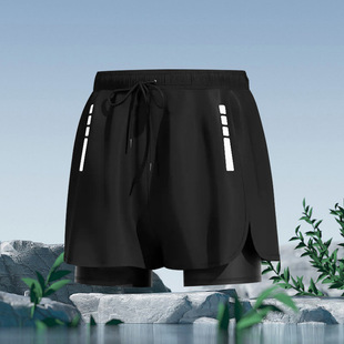Youyou Men's Swimming Trunks Adult Double-layer Polyester Quick-drying Anti-embarrassment Beach Pants Hot Spring Casual Shorts Summer