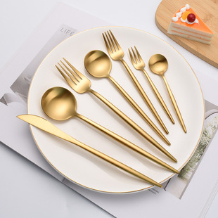 Cross-border 304 thick Portuguese stainless steel knife, fork and spoon seven main pieces European-style light luxury dinner restaurant hotel tableware