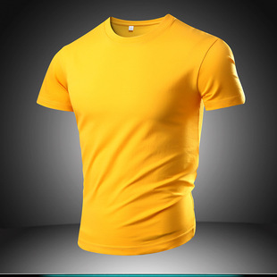 Amazon cross-border foreign trade solid color T-shirt men's European and American fashion casual round neck short sleeve trendy plus size men's top