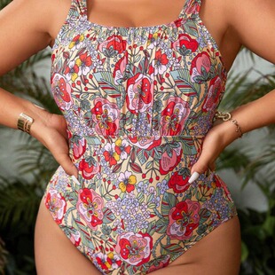 European and American New One-piece Floral Sexy Conservative One-piece Swimsuit Spot Wholesale
