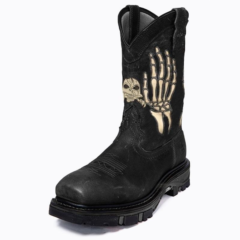 2026 New Cross-Border Foreign Trade European and American Men's Skull Long Boots Halloween Plus Size Men's Shoes