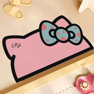 Cartoon Kitty Cat Bathroom Mat Diatom Mat Toilet Door Mat Absorbent Non-slip Dirty Resistant Foot Mat Wholesale
